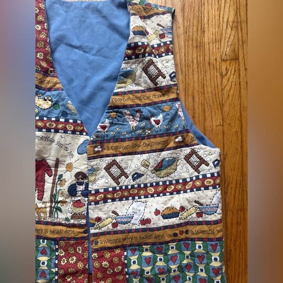Handcrafted Quilted Patchwork Vest in Blue and Multicolor - Picture 3 of 6